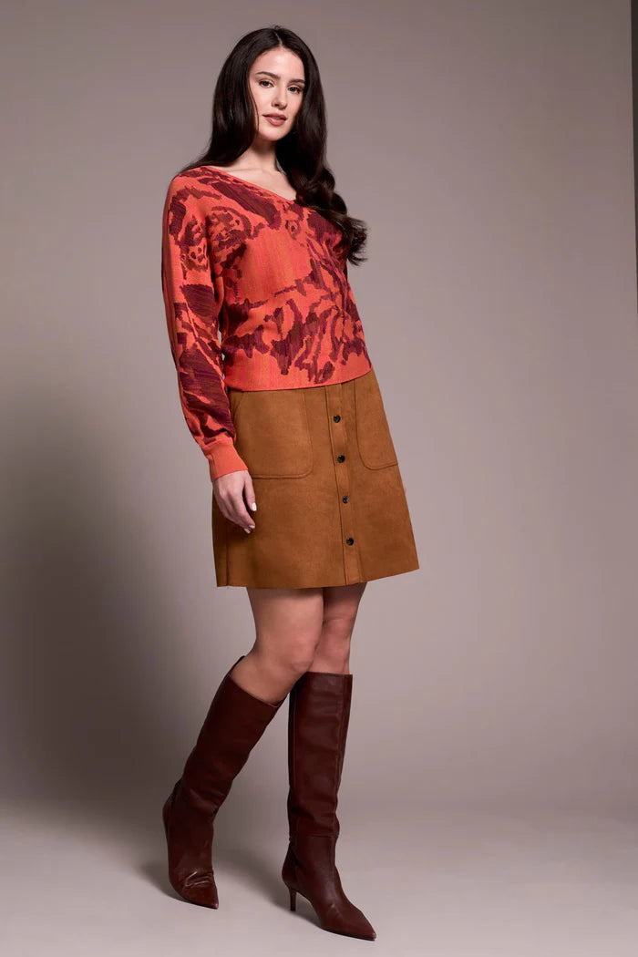 Two-Ways Soft Viscose Printed Sweater