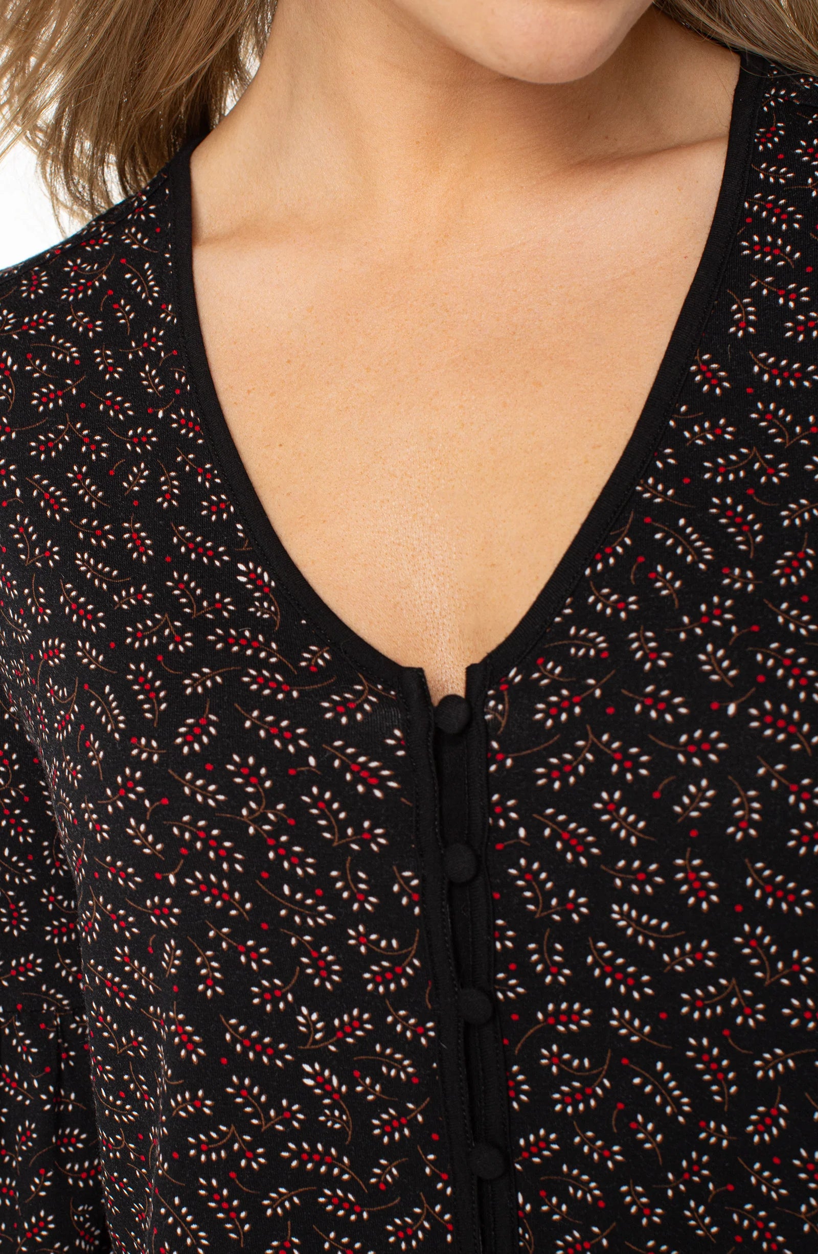 Long Sleeve Button Front Knit Top