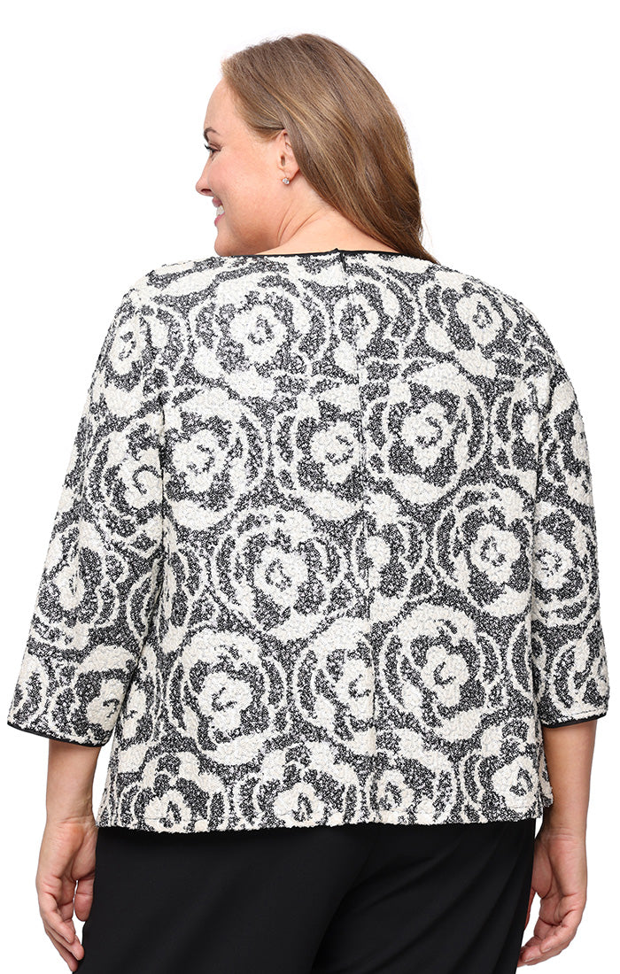 3/4 Sleeve Patterned Sequin Jacket