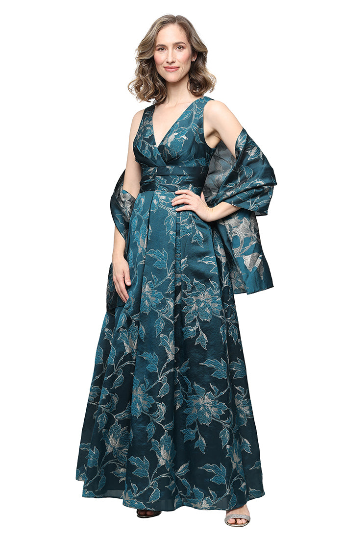 Jacquard Dress with Surplice Neckline