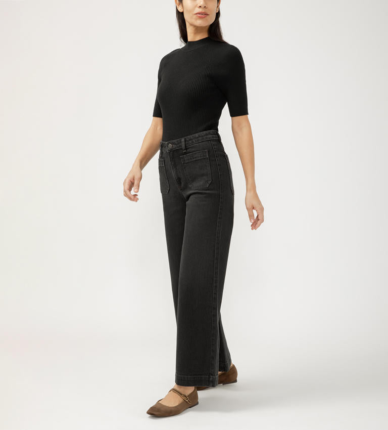 High Rise Ankle Wide Leg Jeans