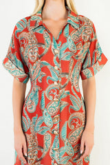Paisley Buttondown ShortSleeve Midi