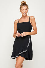Sleeveless Silver Sequins Ruffle Dress